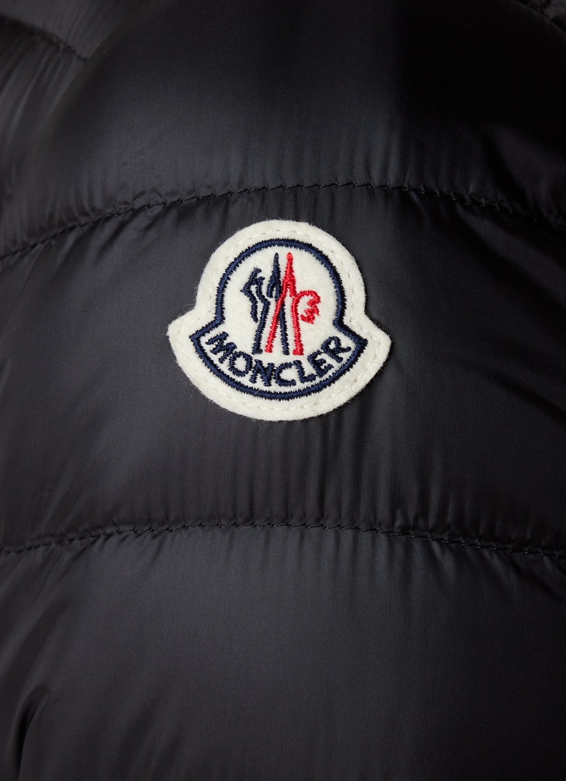 Moncler Lans gewatteerd jack met donsvulling met logoborduring - detail 4 zwart