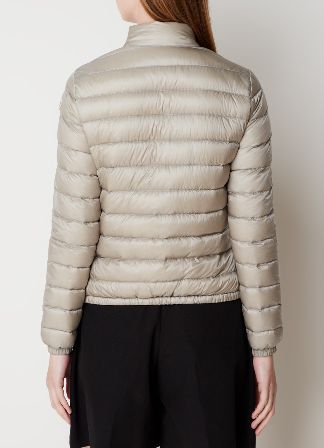 Moncler Lans gewatteerd jack met donsvulling met logoborduring - achterkant 6 donkerbeige