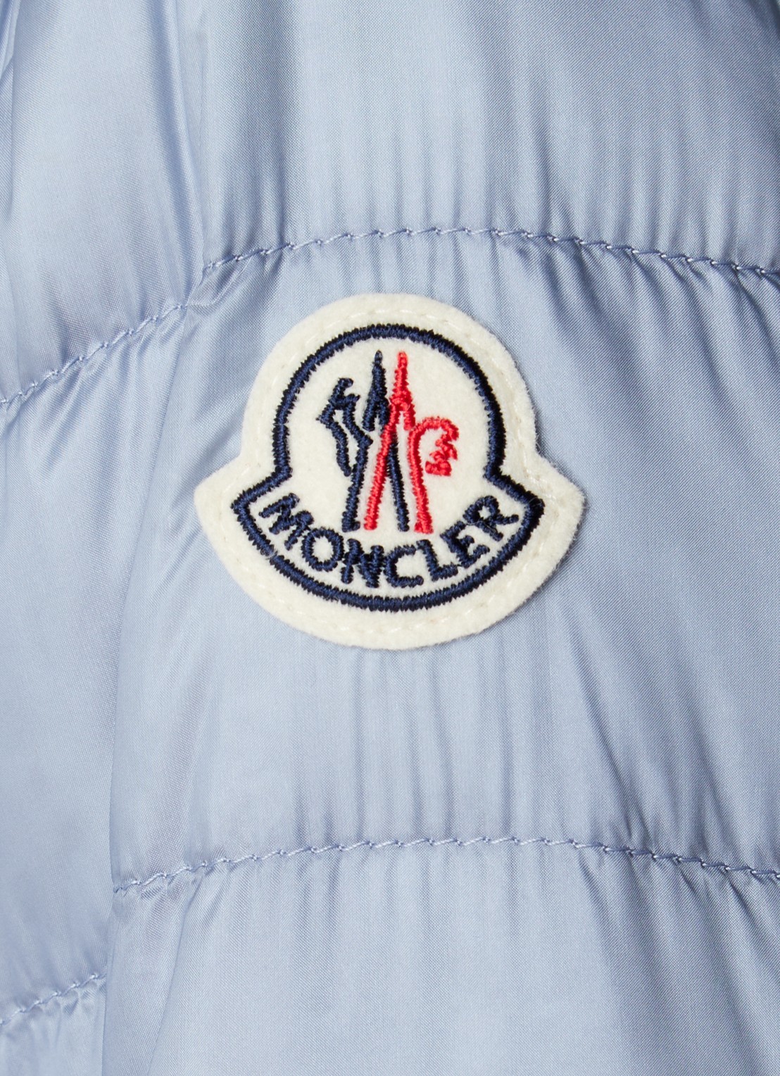 Moncler Lans gewatteerd jack met donsvulling met logoborduring - detail 5 staalblauw
