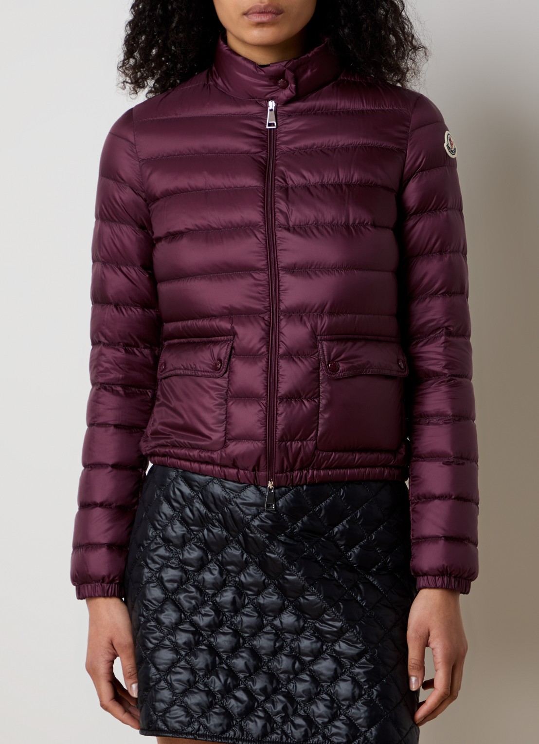 Moncler Lans gewatteerde jas met donsvulling en klepzakken - detail 6 bordeauxrood