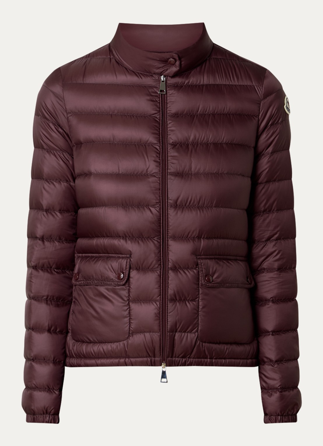 Moncler Lans gewatteerde jas met donsvulling en klepzakken - voorkant 5 bordeauxrood