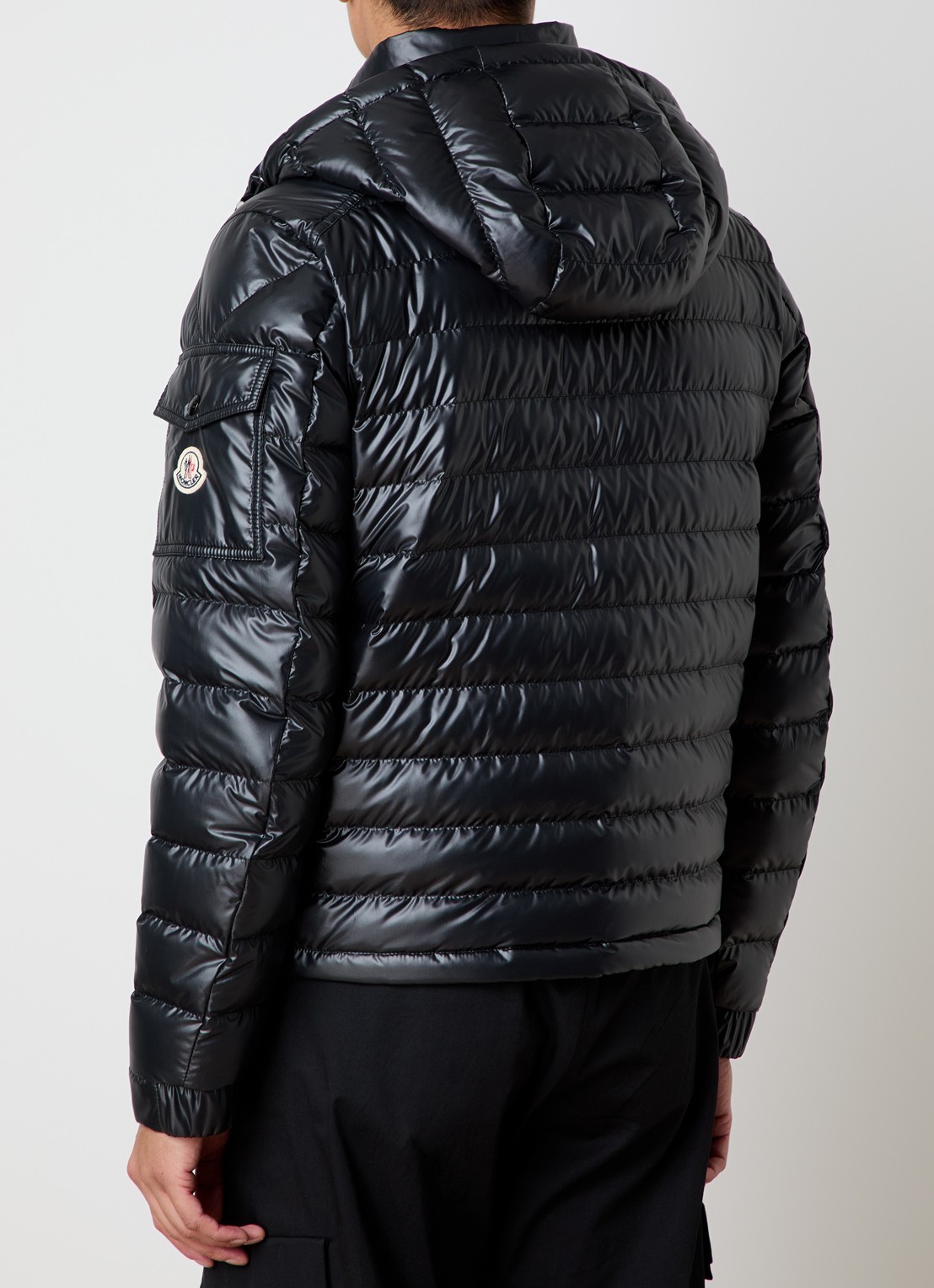 Moncler Lauros gewatteerd jack met donsvulling en afneembare capucon - achterkant 3 zwart