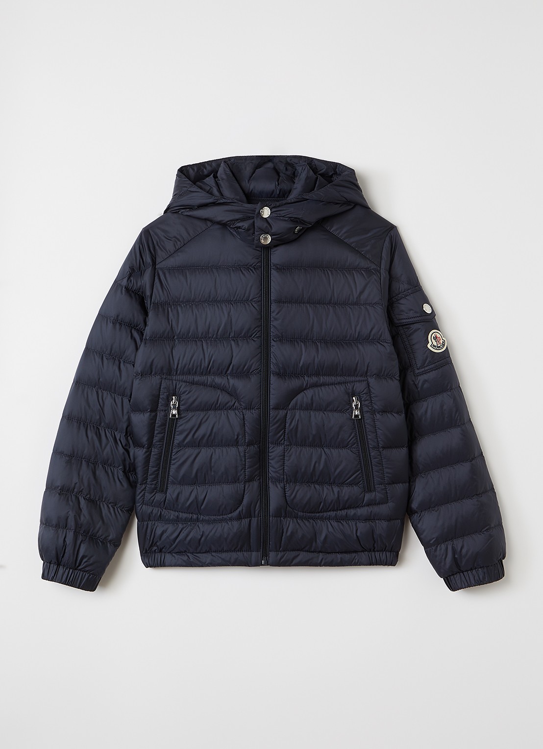 Moncler Lauros puffer jack met capuchon - voorkant donkerblauw