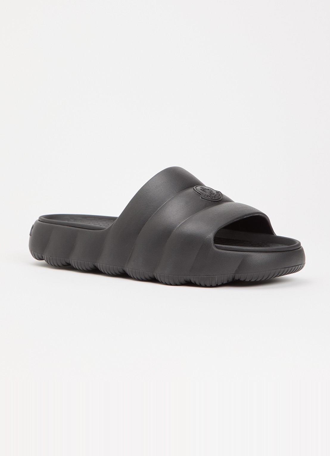 Moncler Lilo slipper met logo - voorkant zwart