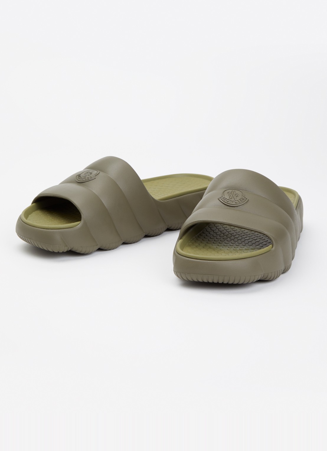 Moncler Lilo slipper met logo - detail 2 bronsgroen