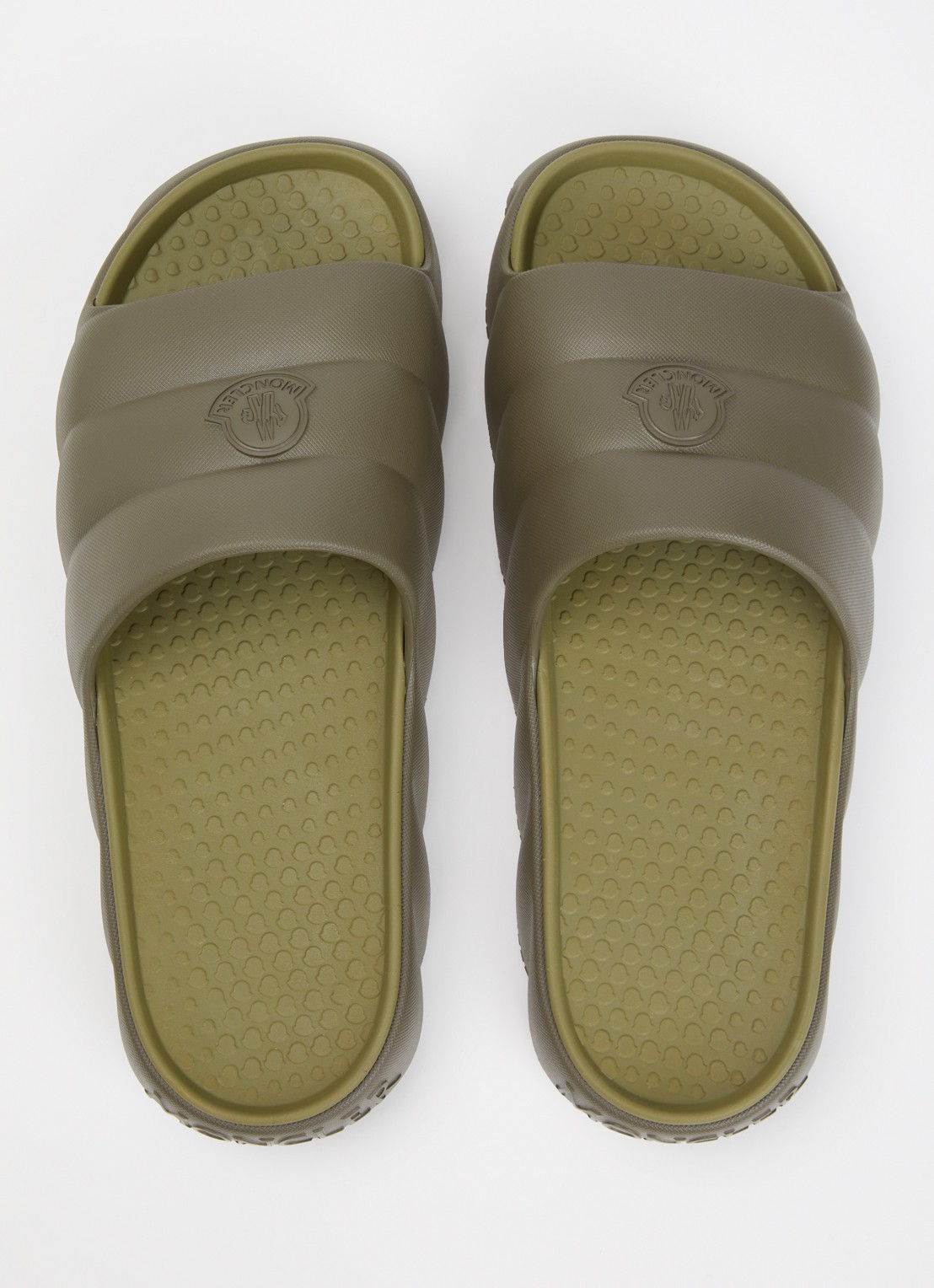 Moncler Lilo slipper met logo - detail 3 bronsgroen