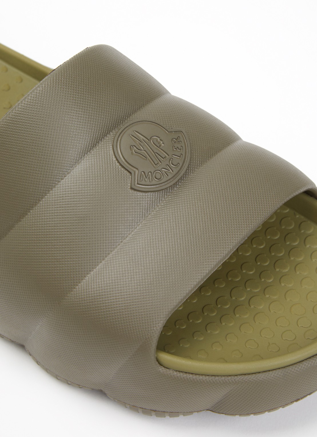 Moncler Lilo slipper met logo - detail 5 bronsgroen