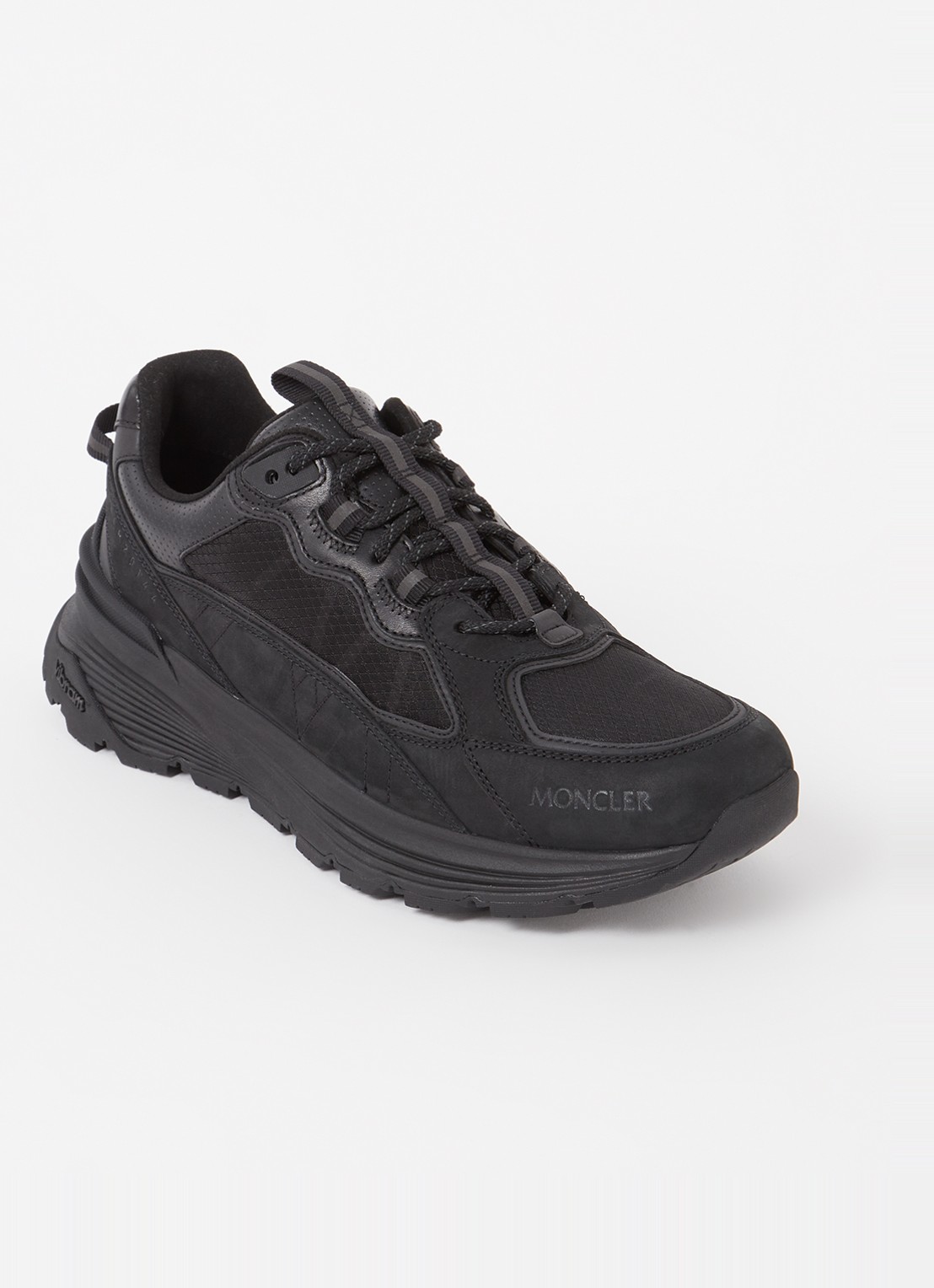 Moncler Lite Runner sneaker met mesh details - voorkant 6 zwart