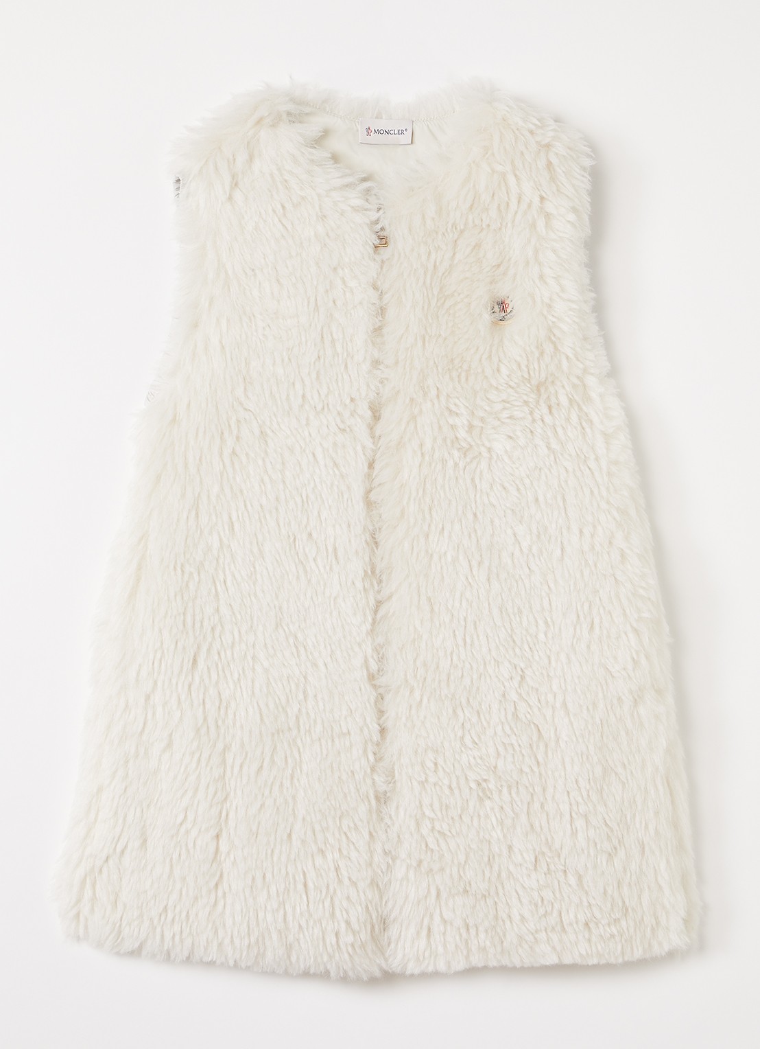 Moncler Longline bodywarmer van imitatiebont - voorkant wit