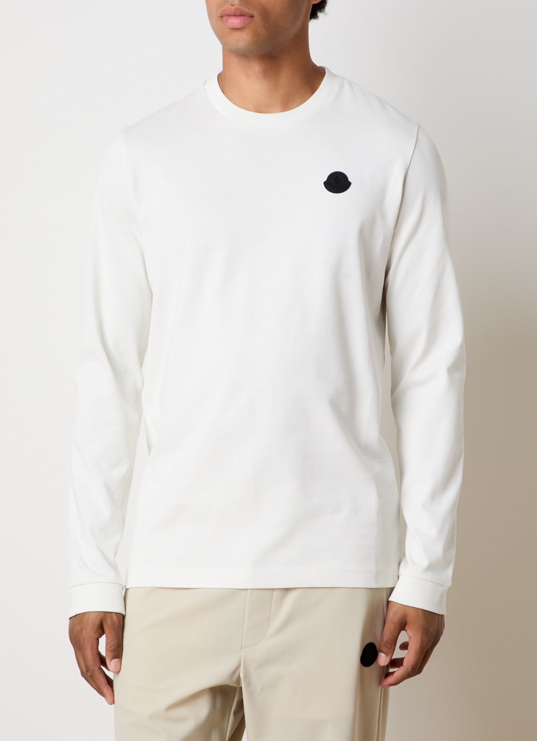 Moncler Longsleeve met logo- en backprint  - achterkant gebroken wit