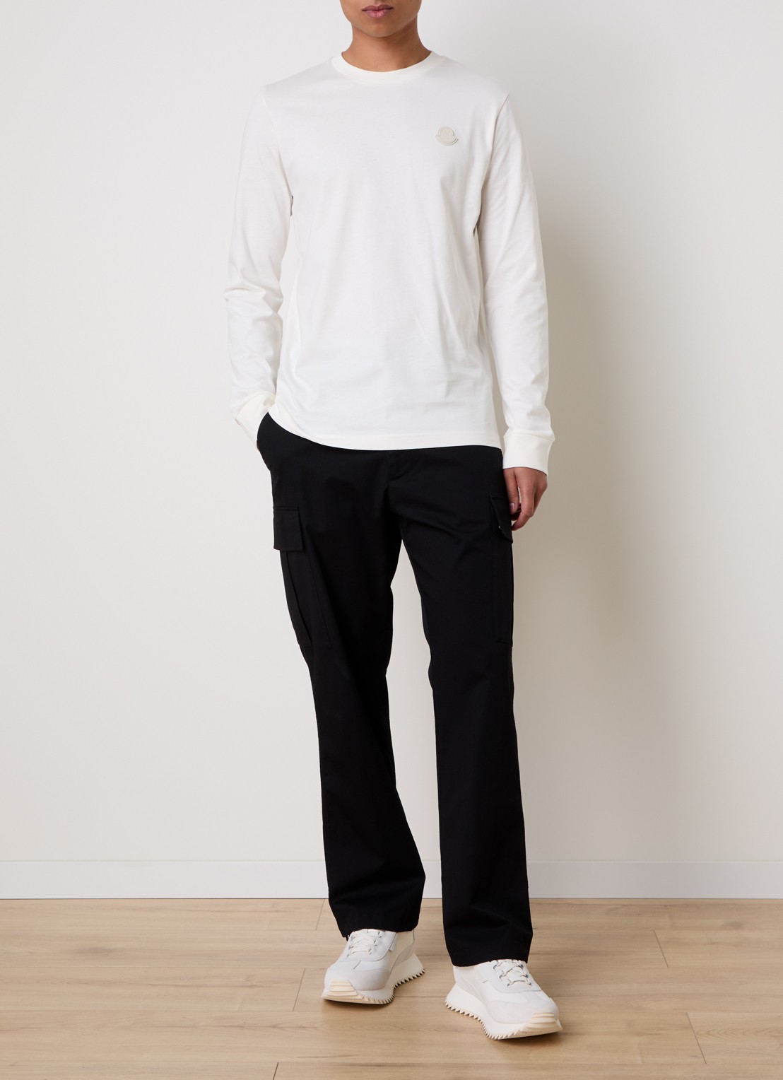 Moncler Longsleeve met logo - voorkant 4 wit
