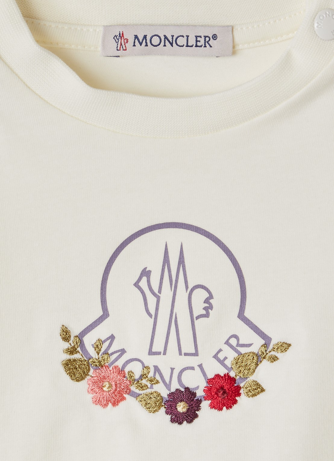 Moncler Longsleeve met logoprint - detail gebroken wit