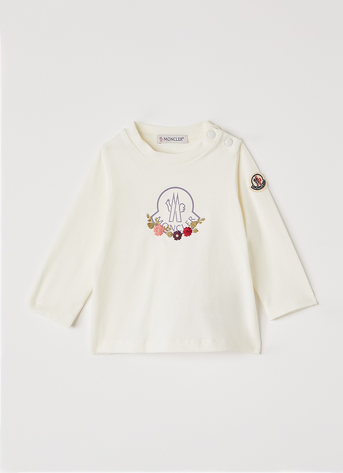 Moncler Longsleeve met logoprint - voorkant 2 gebroken wit