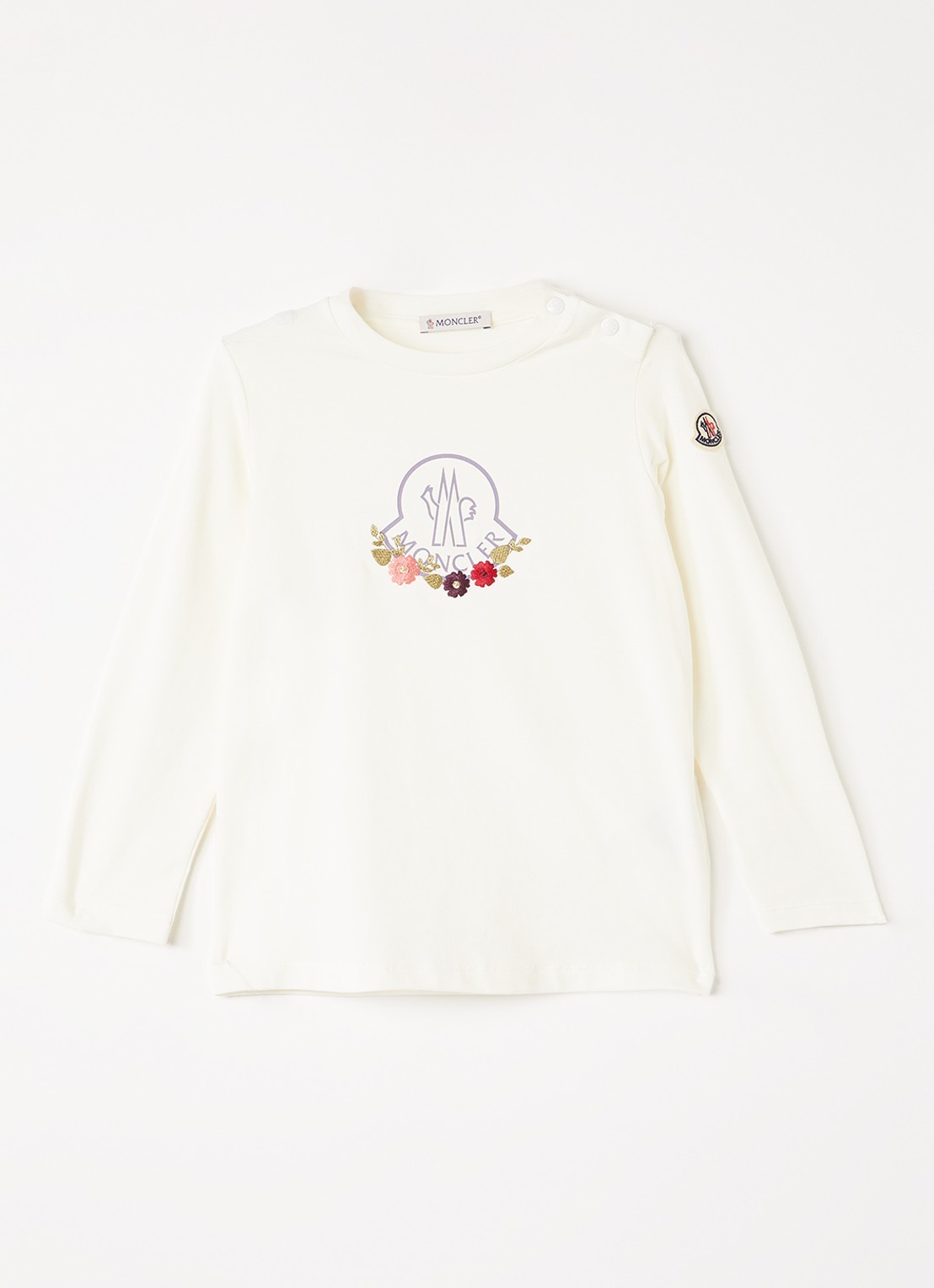 Moncler Longsleeve met logoprint - voorkant 4 gebroken wit