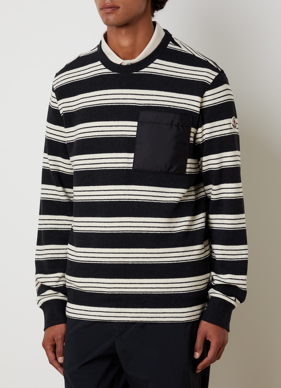 Moncler Longsleeve met streepprint - detail zwart
