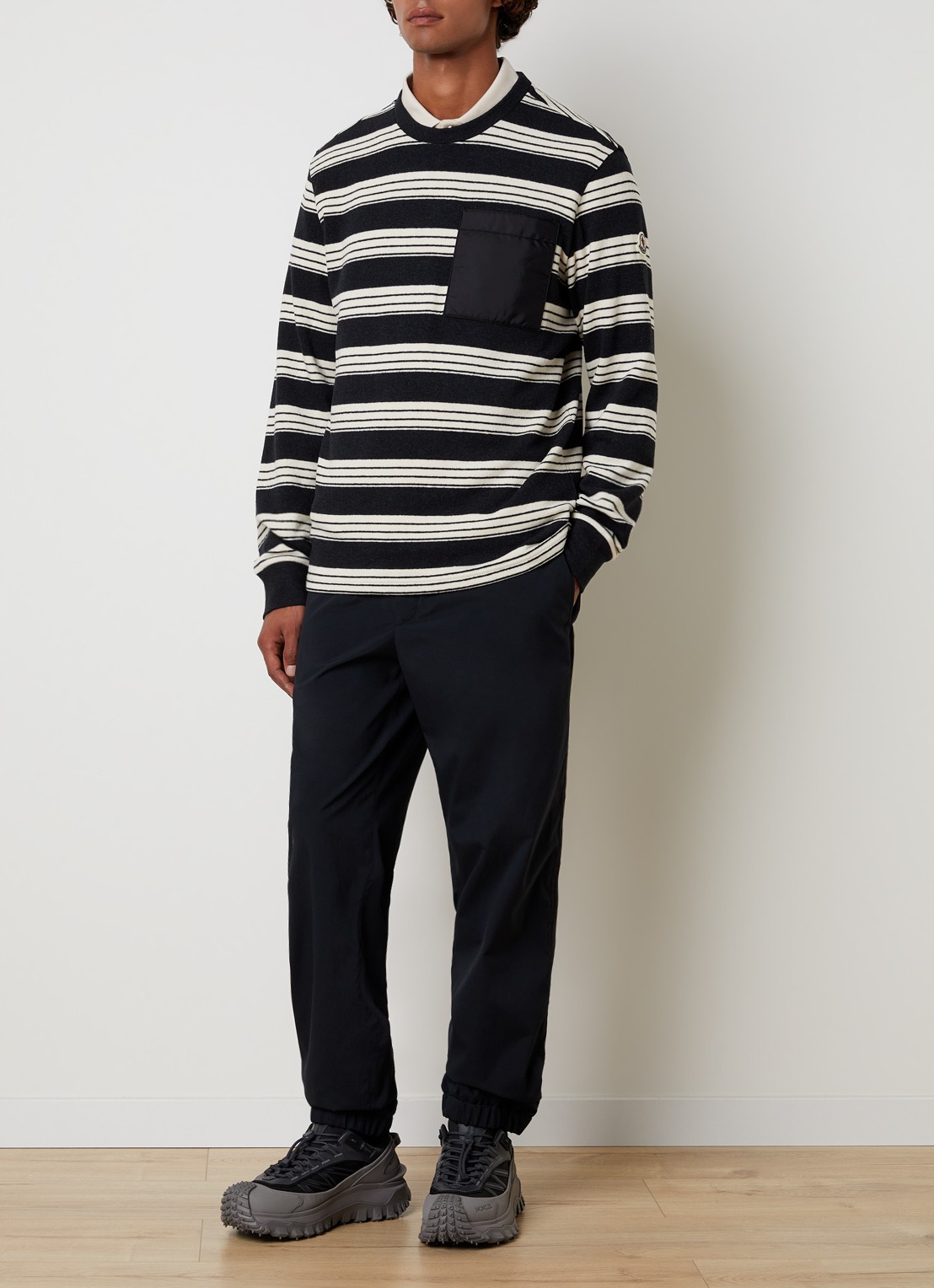 Moncler Longsleeve met streepprint - voorkant 5 zwart