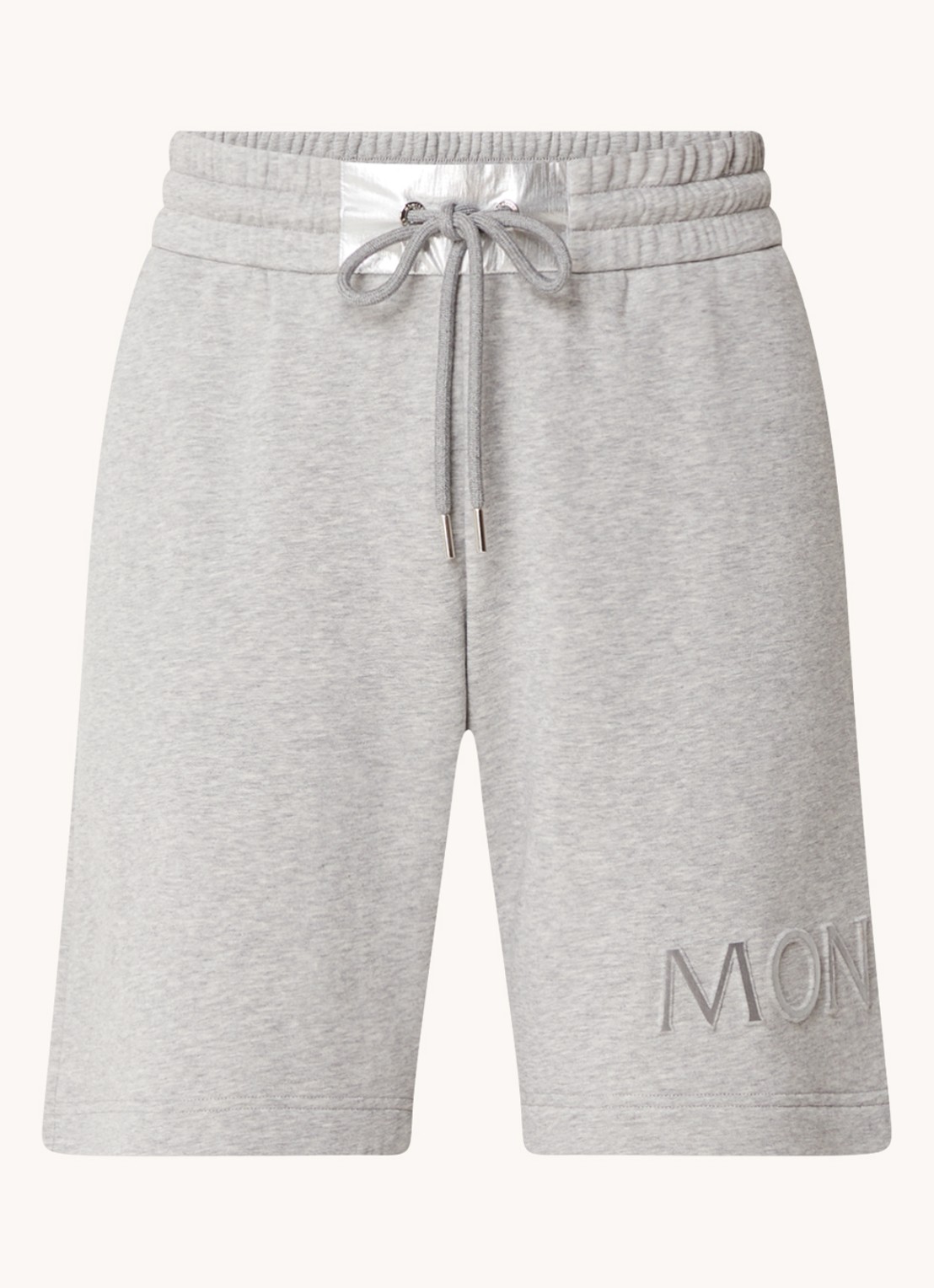 Moncler Loose fit korte joggingbroek met logo en metallic details - voorkant 2 grijsmele