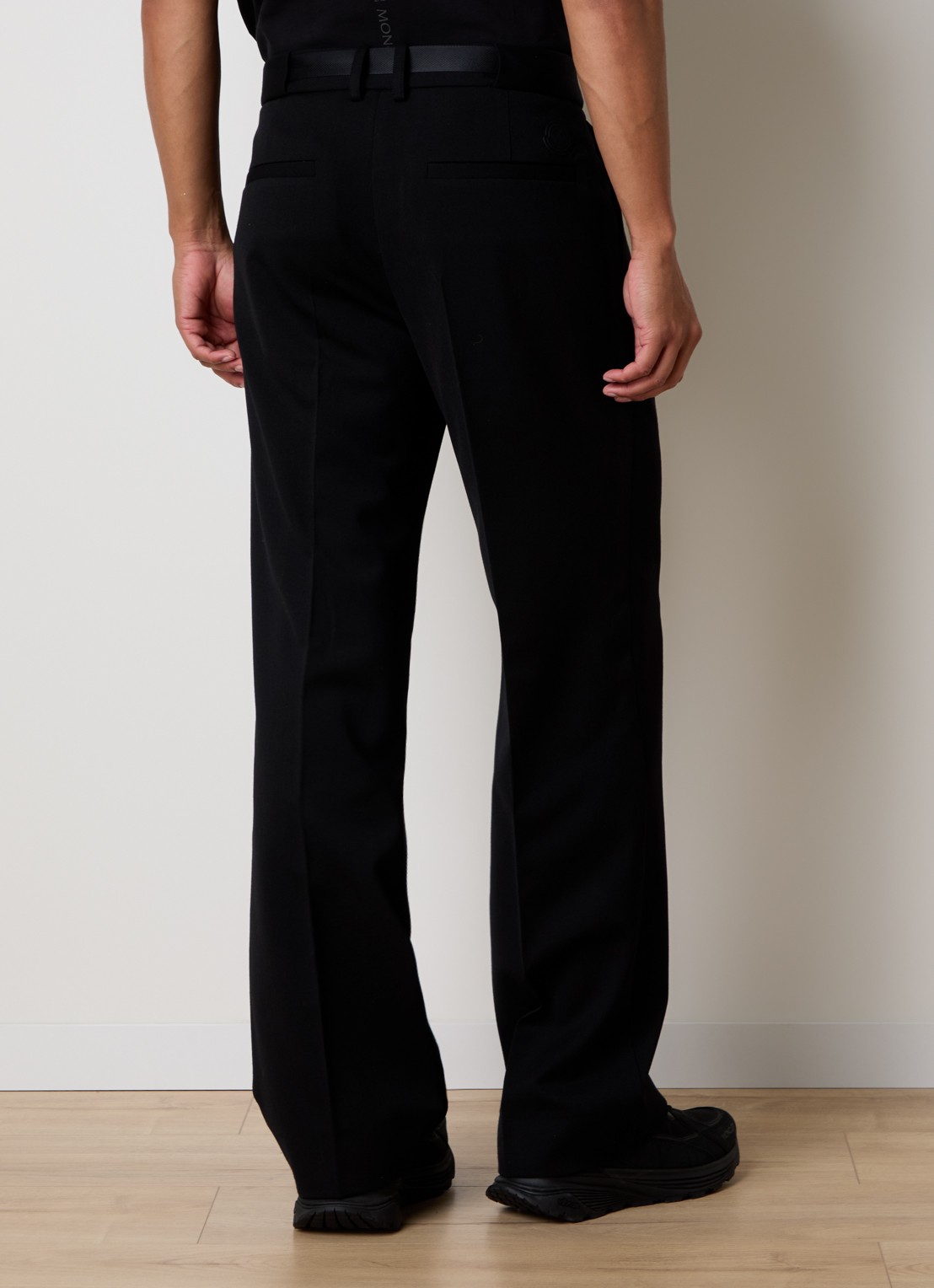 Moncler Loose fit pantalon in wolblend - achterkant zwart