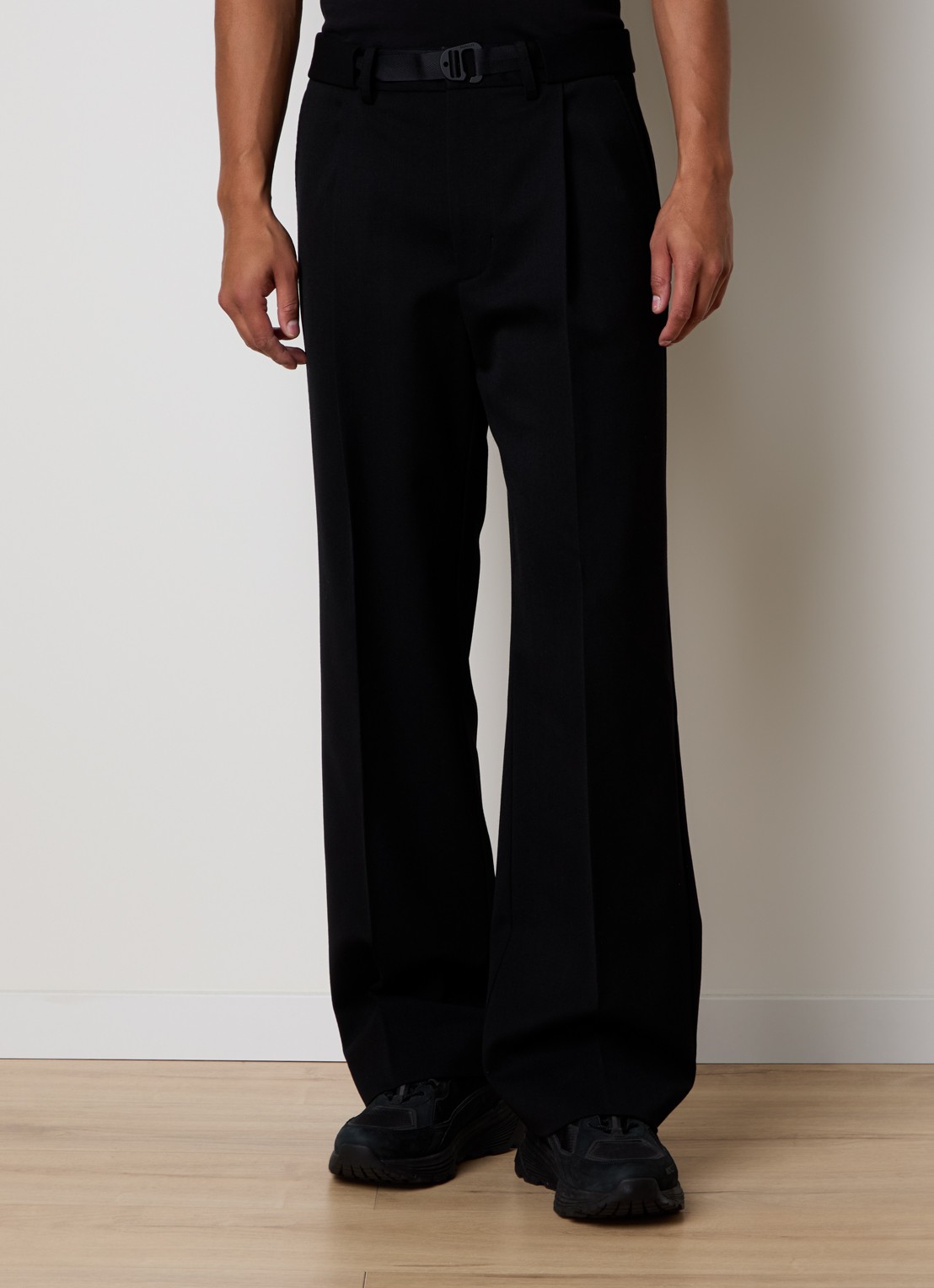 Moncler Loose fit pantalon in wolblend - detail 2 zwart