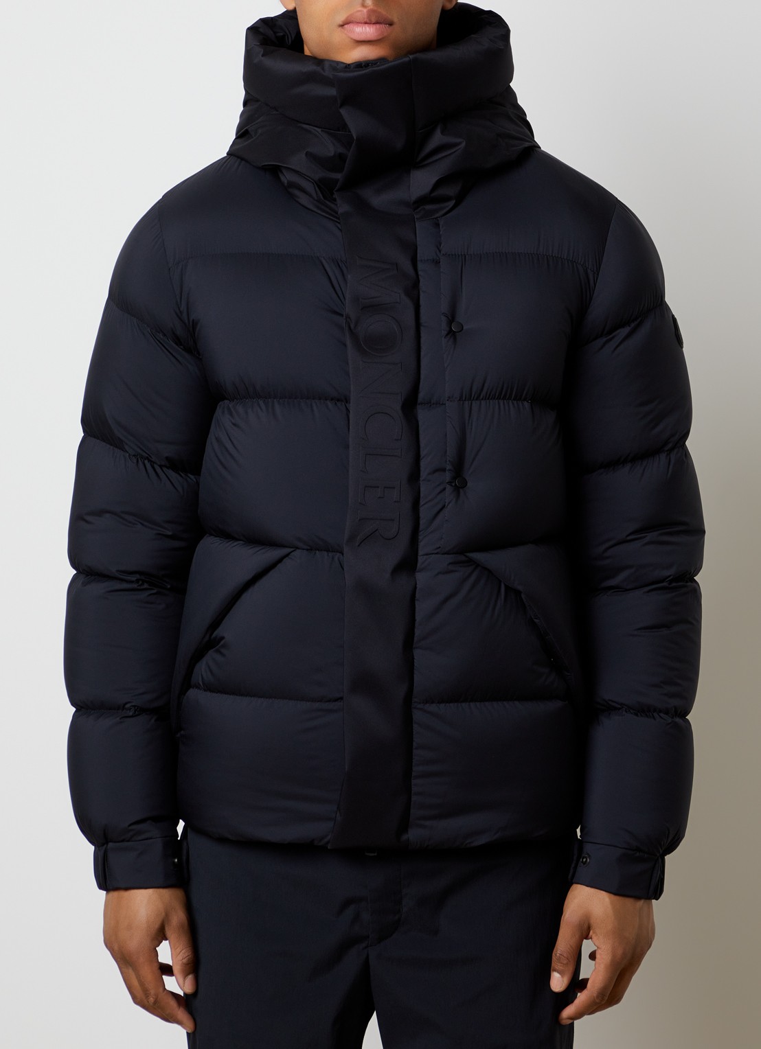 Moncler Madeira gewatteerde jas met opstaande kraag - detail 4 donkerblauw