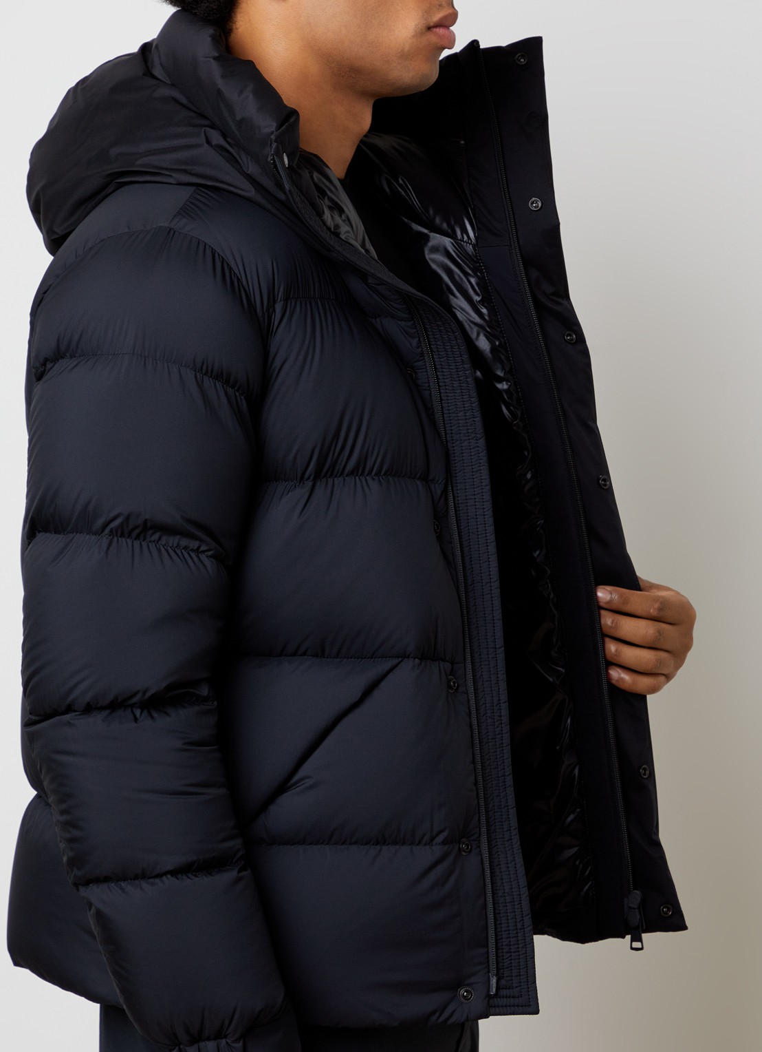Moncler Madeira gewatteerde jas met opstaande kraag - detail 5 donkerblauw