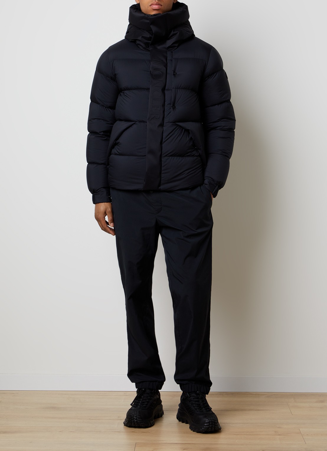 Moncler Madeira gewatteerde jas met opstaande kraag - voorkant 2 donkerblauw