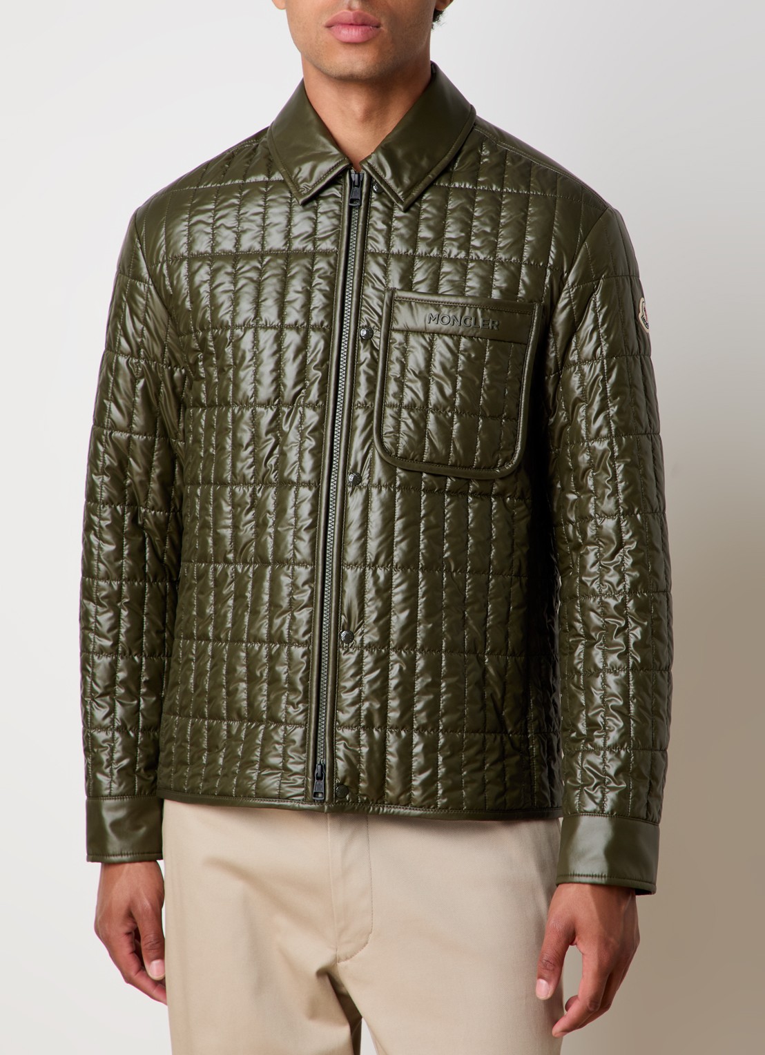 Moncler Madiere quilted jack met ritszakken - detail 4 bronsgroen