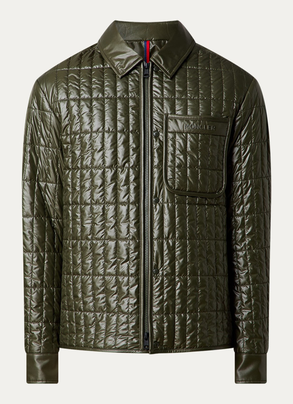 Moncler Madiere quilted jack met ritszakken - voorkant 2 bronsgroen