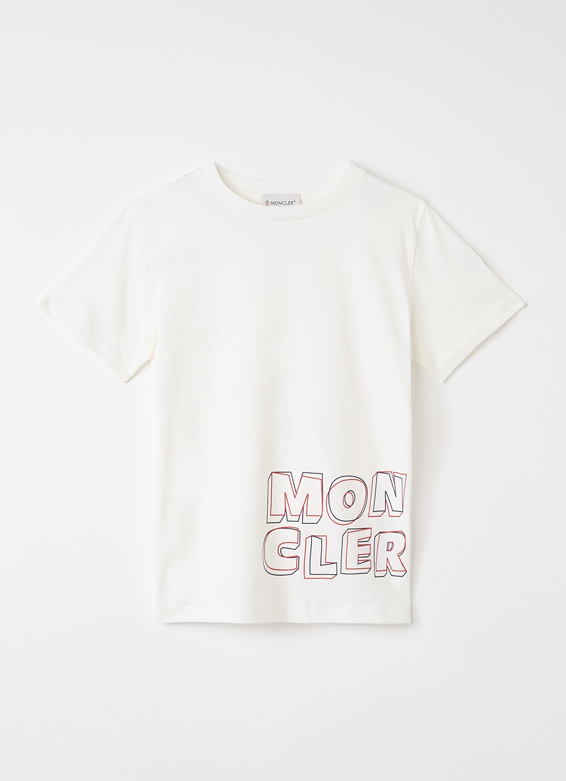 Moncler Maglia T-shirt met logoprint - voorkant gebroken wit