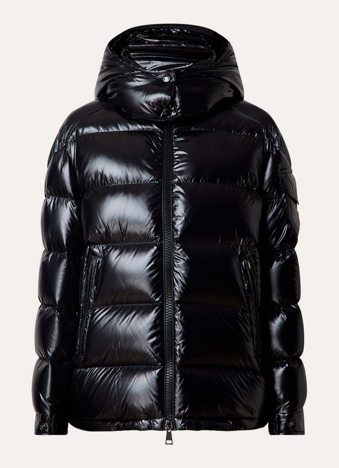Moncler Maire puffer jack met donsvulling en afneembare capuchon - voorkant 4 zwart