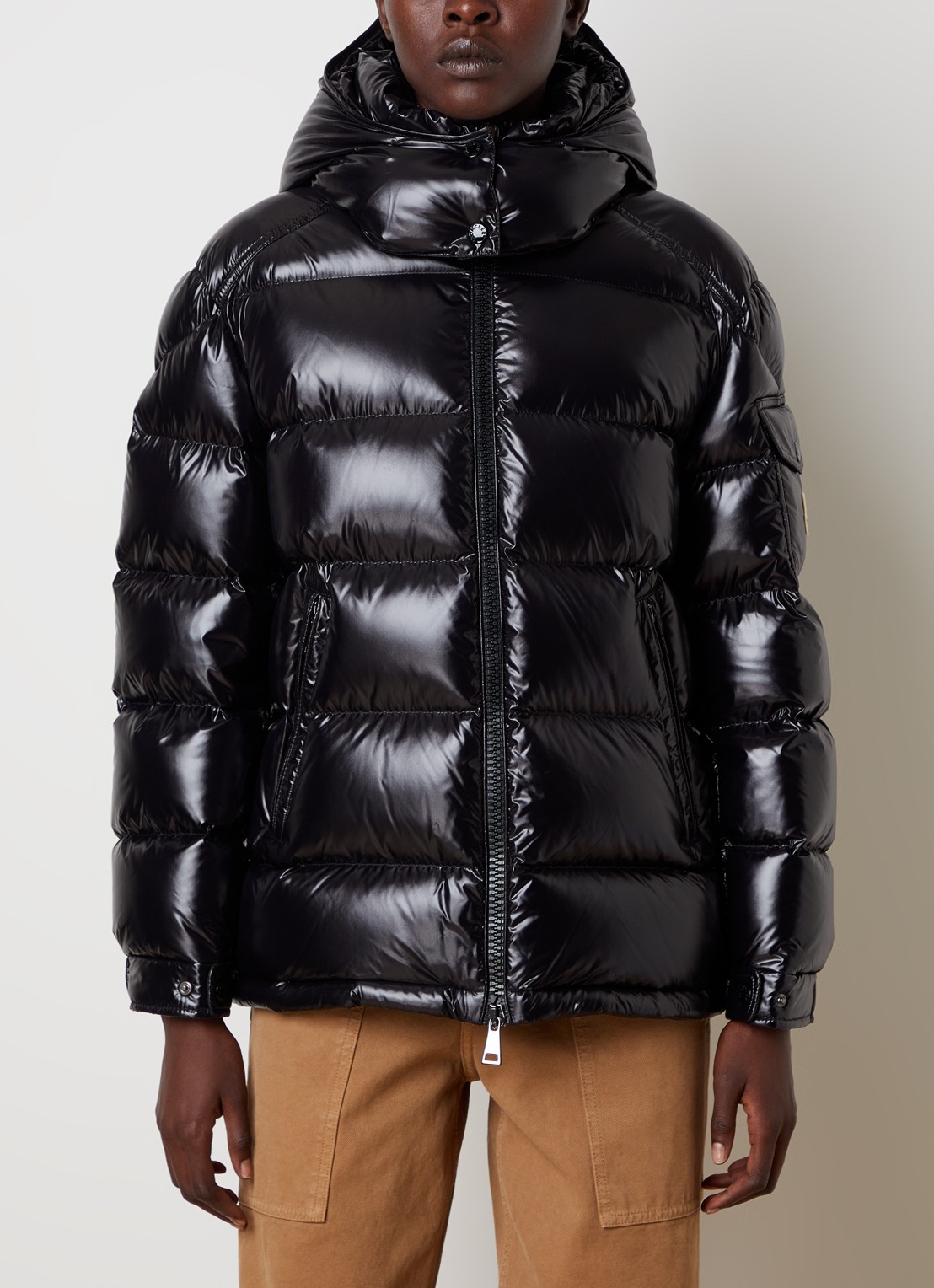 Moncler Maire puffer jack met donsvulling en afneembare capuchon - detail 3 zwart
