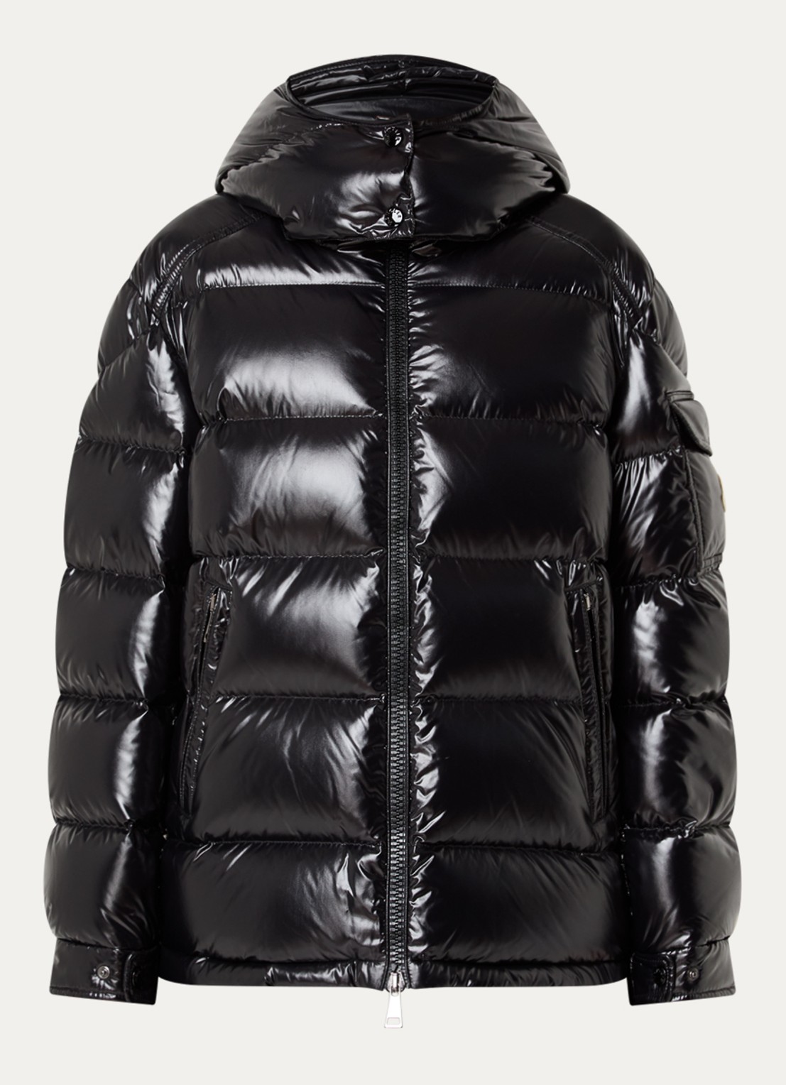 Moncler Maire puffer jack met donsvulling en afneembare capuchon - voorkant zwart