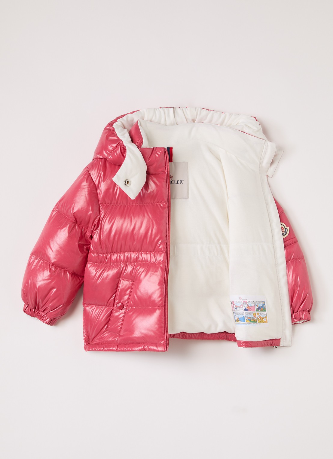 Moncler Maire puffer jack met donsvulling  - voorkant 4 koraalrood