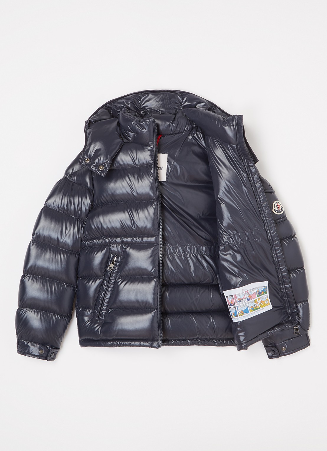 Moncler Maire puffer jas met donsvulling en afneembaar capuchon - voorkant 3 lichtblauw