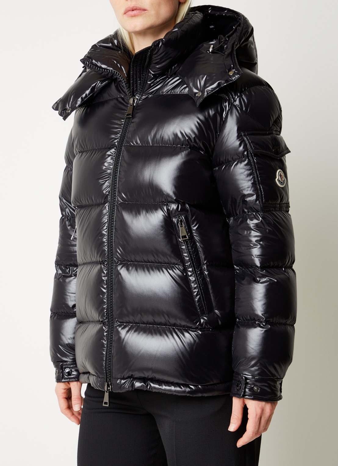 Moncler Maire puffer jas met donsvulling en afneembare capuchon - detail 4 zwart