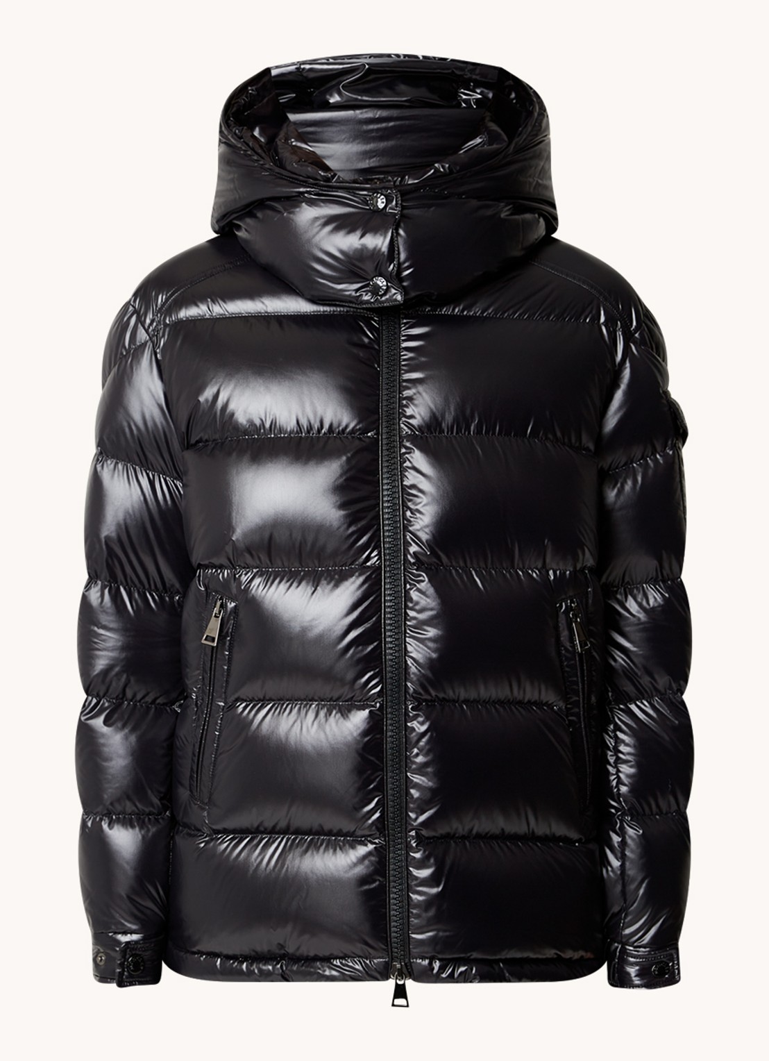 Moncler Maire puffer jas met donsvulling en afneembare capuchon - voorkant zwart