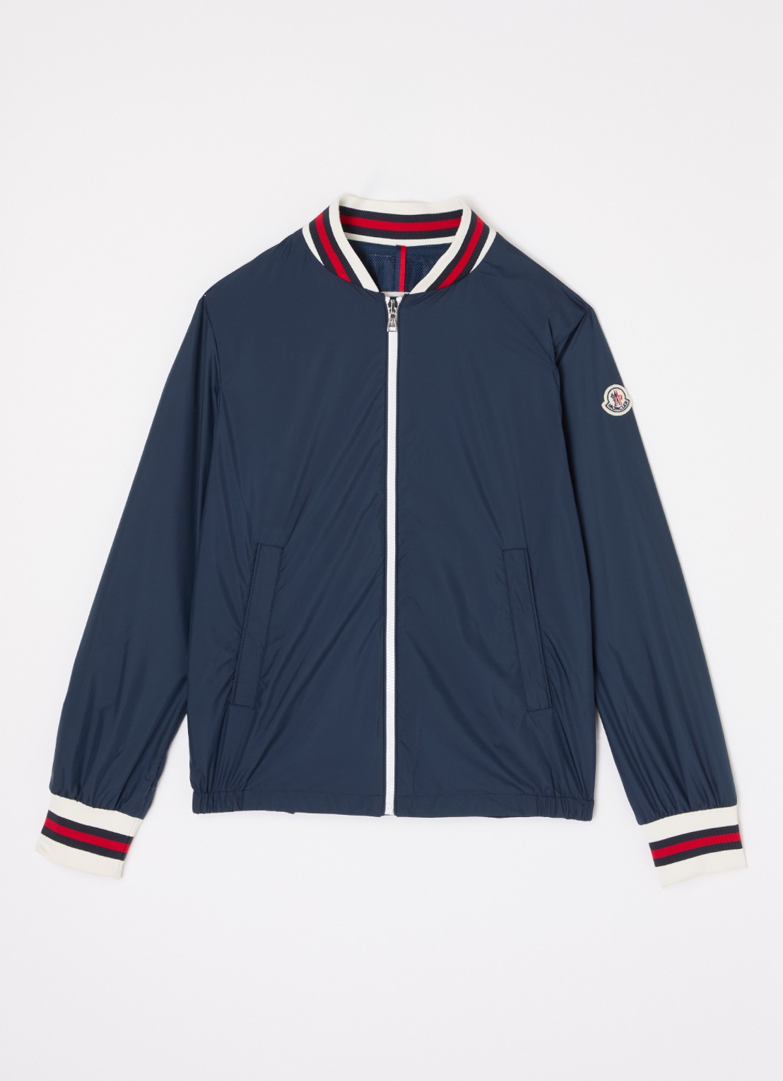 Moncler Maki bomberjack met steekzakken - voorkant donkerblauw