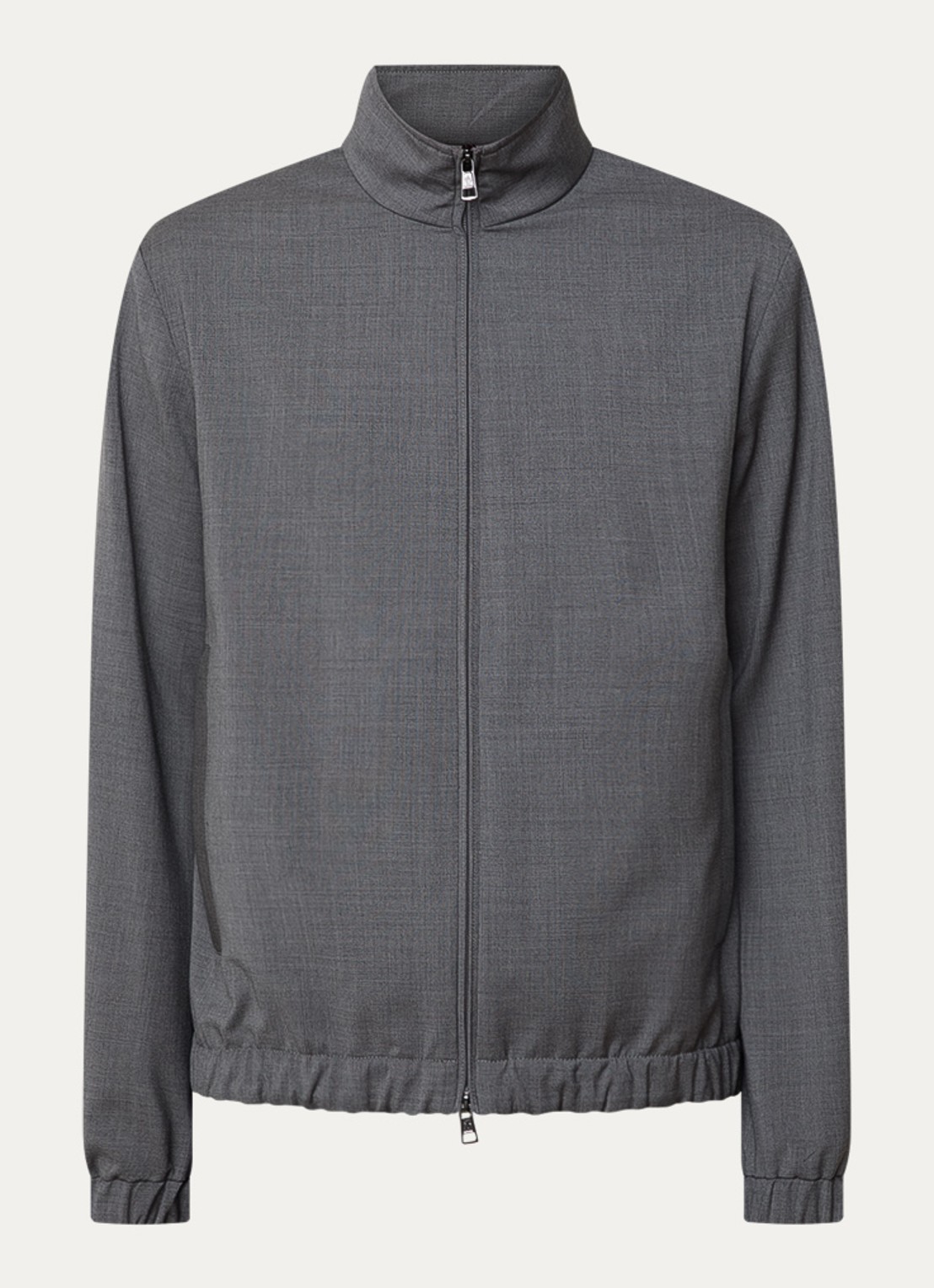 Moncler Malavat jack van scheerwol met ritszakken en logo - voorkant 2 middengrijs