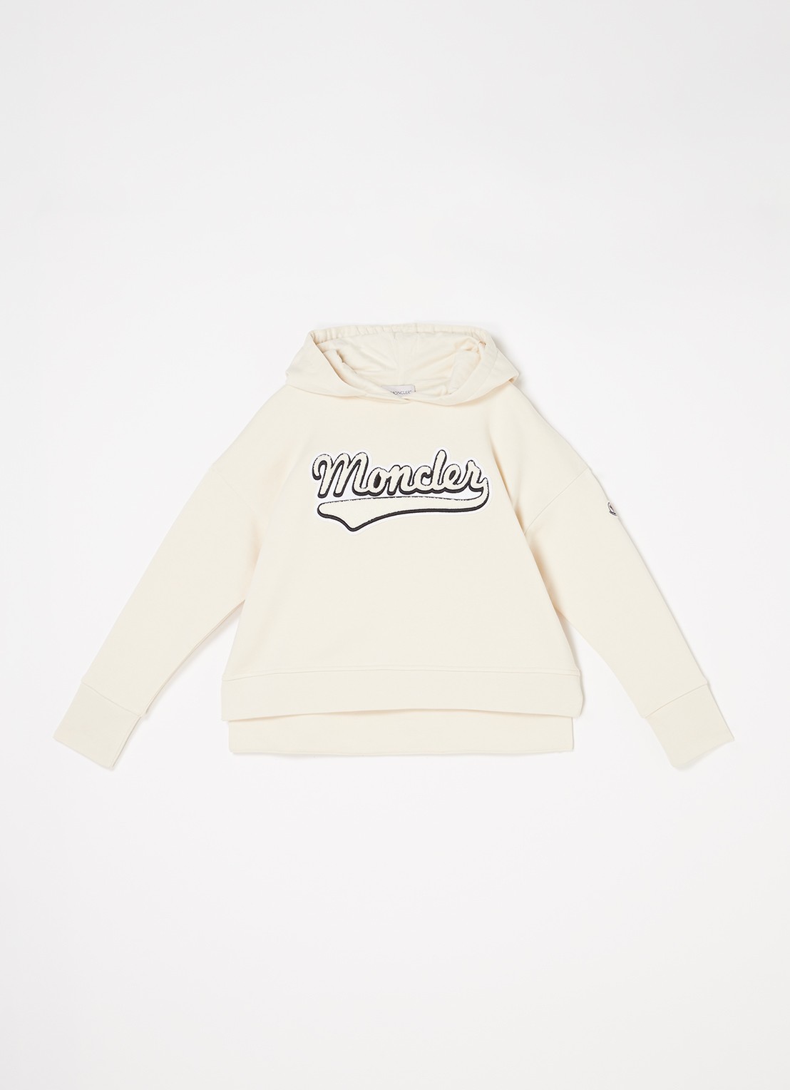 Moncler Maniche hoodie met logoprint van badstof - voorkant creme