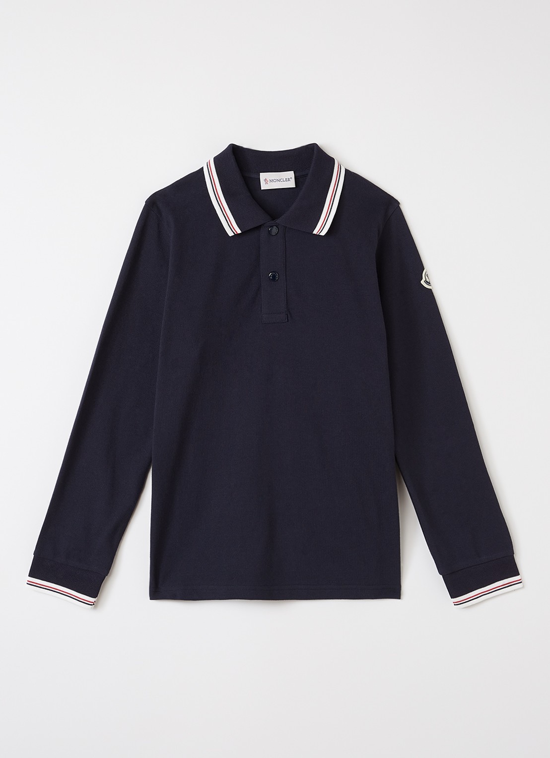 Moncler Maniche polo van piqué katoen met logo - voorkant 2 donkerblauw