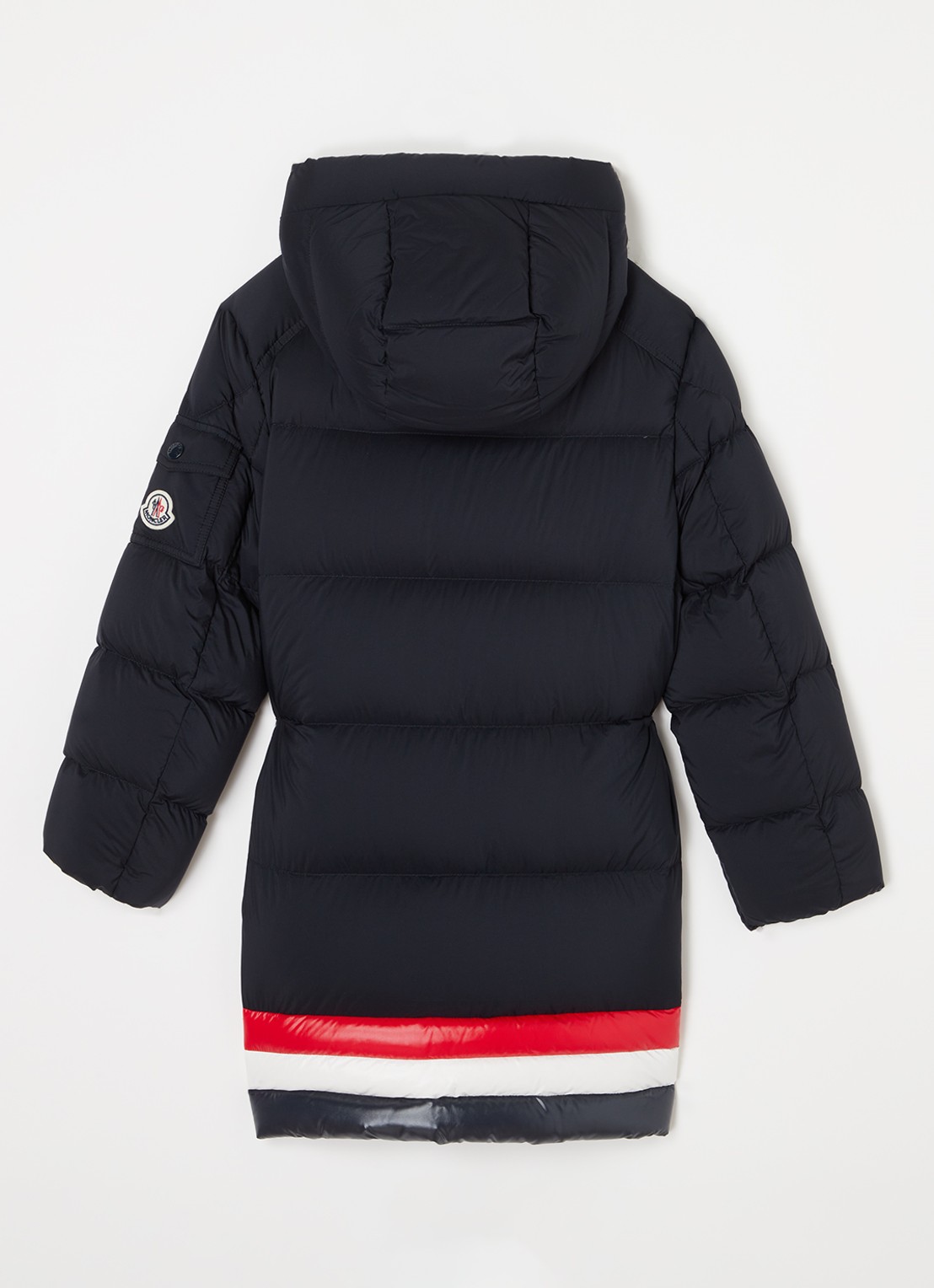 Moncler Marat longline puffer jas met donsvulling en capuchon - achterkant 3 blauw