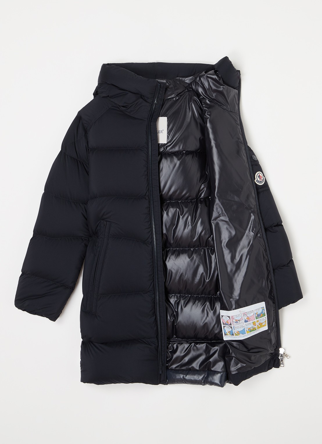 Moncler Marat longline puffer jas met donsvulling en capuchon - voorkant 2 blauw