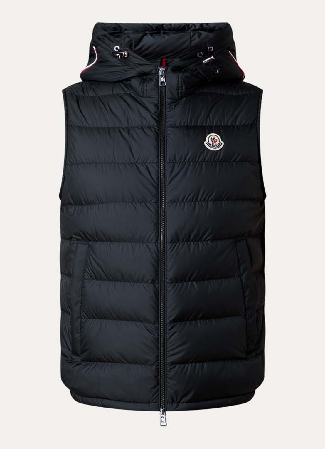 Moncler Marseillan gewatteerde bodywarmer met donsvulling en logo - voorkant 2 zwart