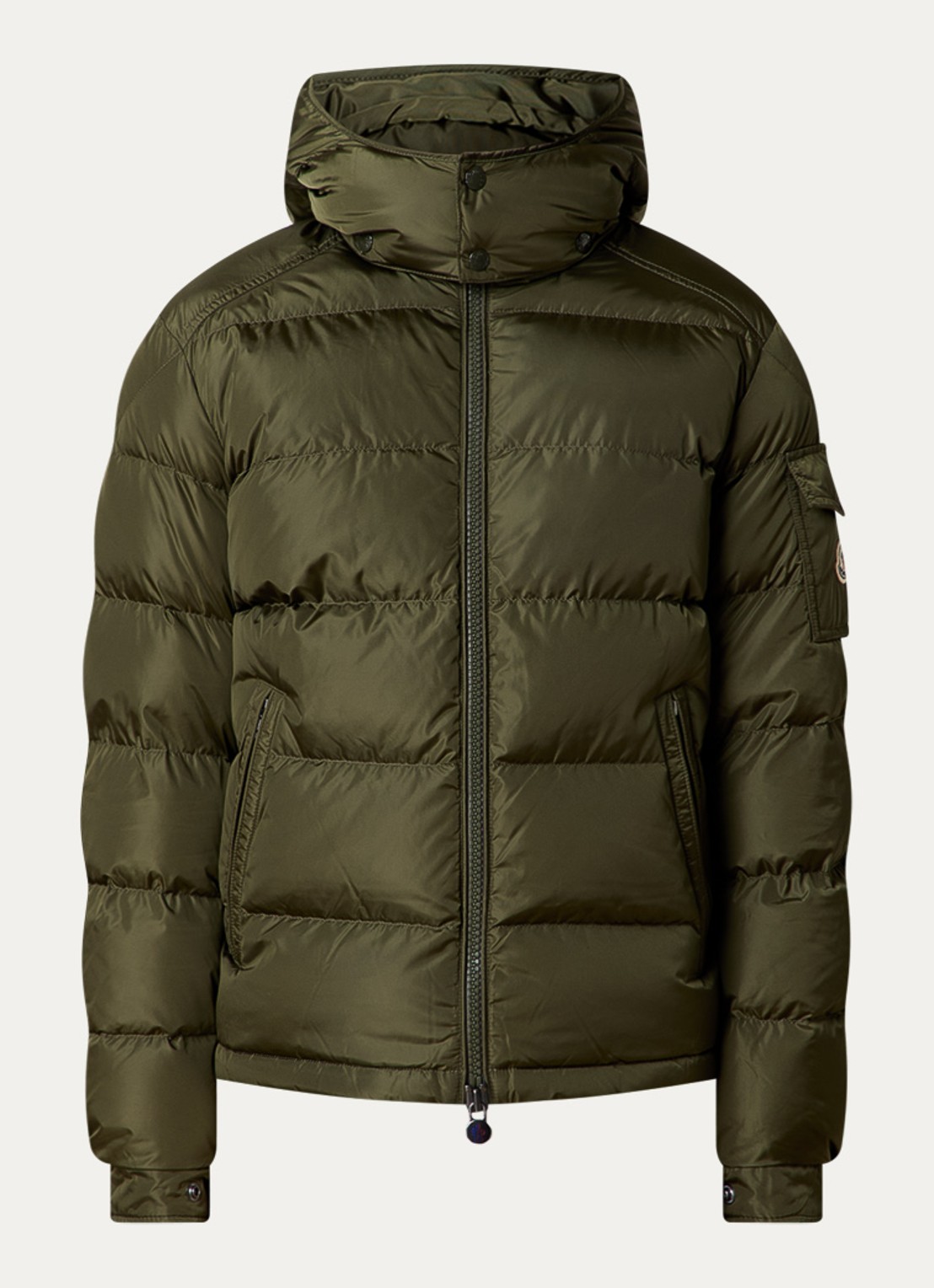Moncler Maya puffer jack met donsvulling en afneembare capuchon - voorkant 5 bronsgroen