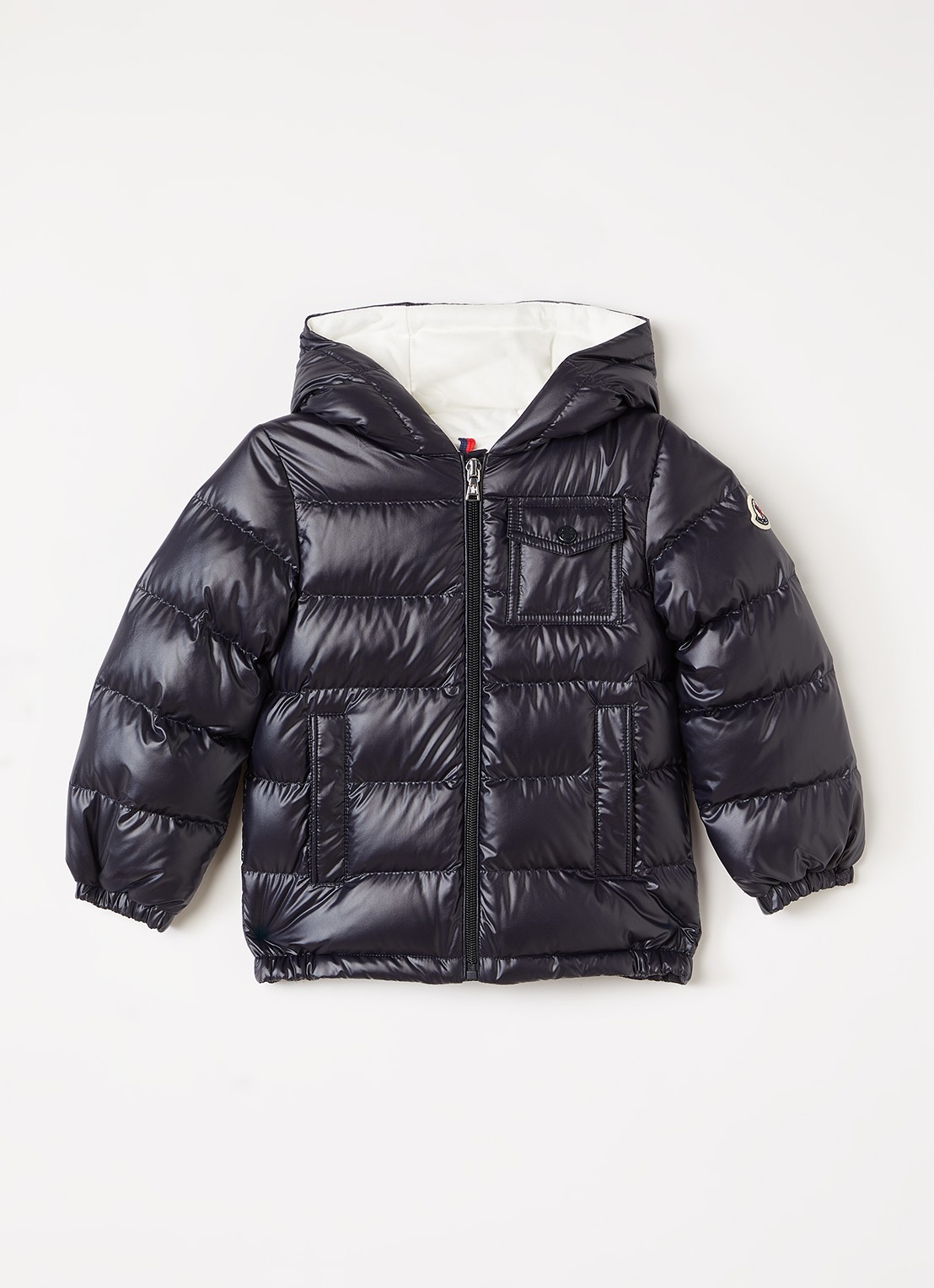 Moncler Mesles pufferjack met donsvulling - voorkant 2 donkerblauw