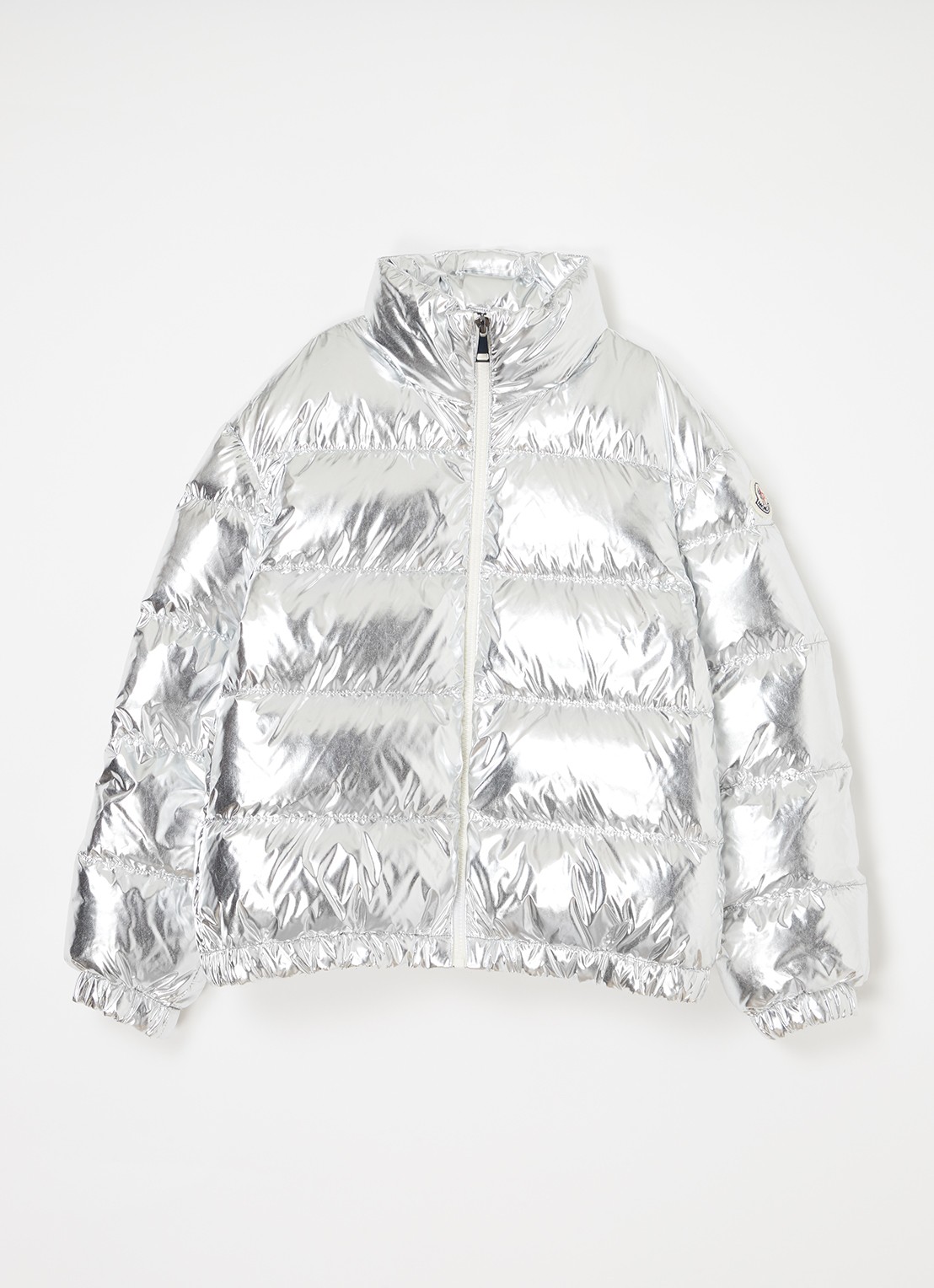 Moncler Meuse gewatteerd jack met donsvulling en metallic finish - voorkant 2 zilver