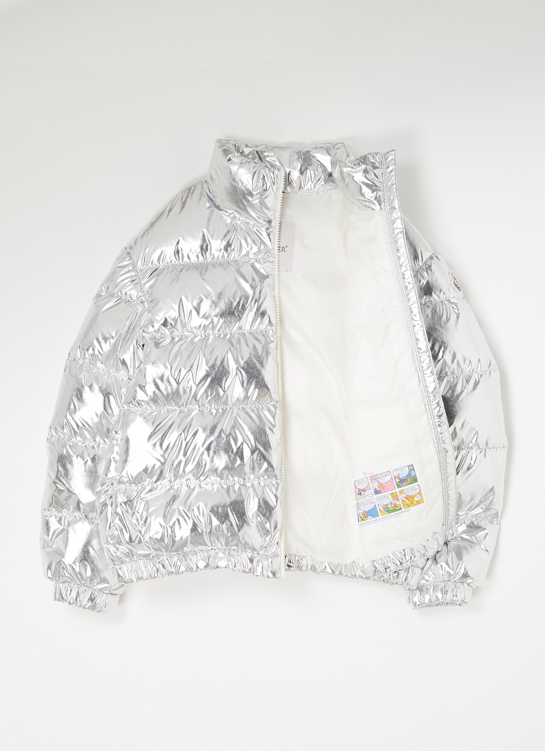 Moncler Meuse gewatteerd jack met donsvulling en metallic finish - voorkant 3 zilver