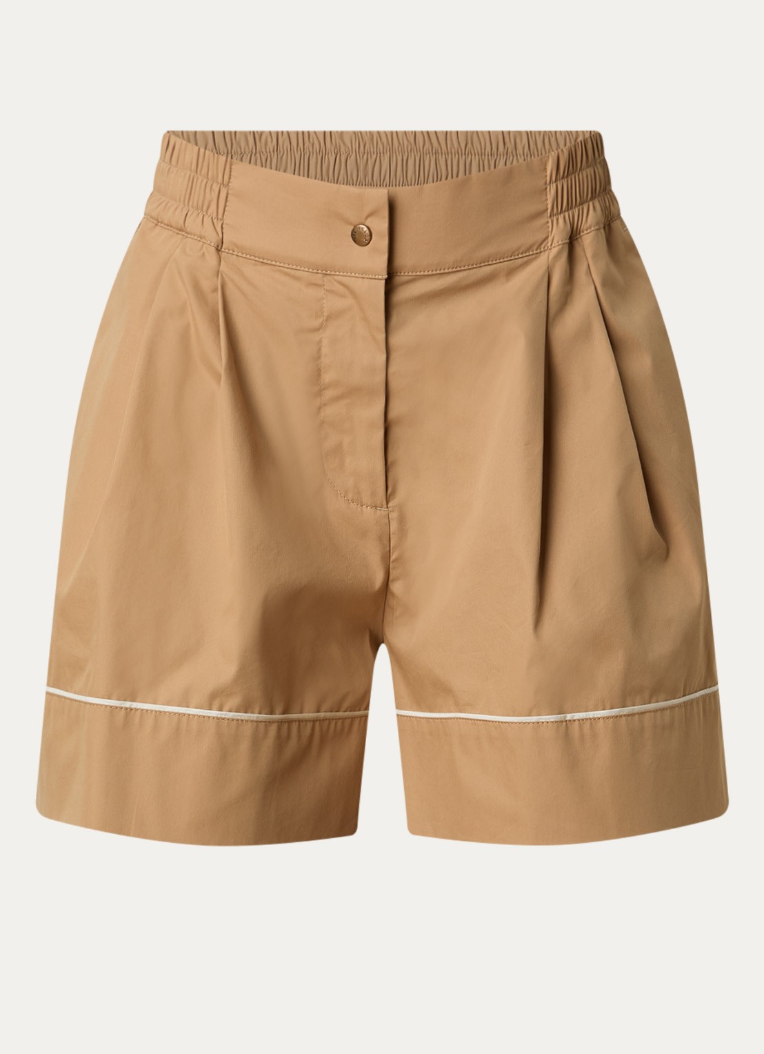 Moncler Mid waist wide fit korte broek met steekzakken - voorkant camel