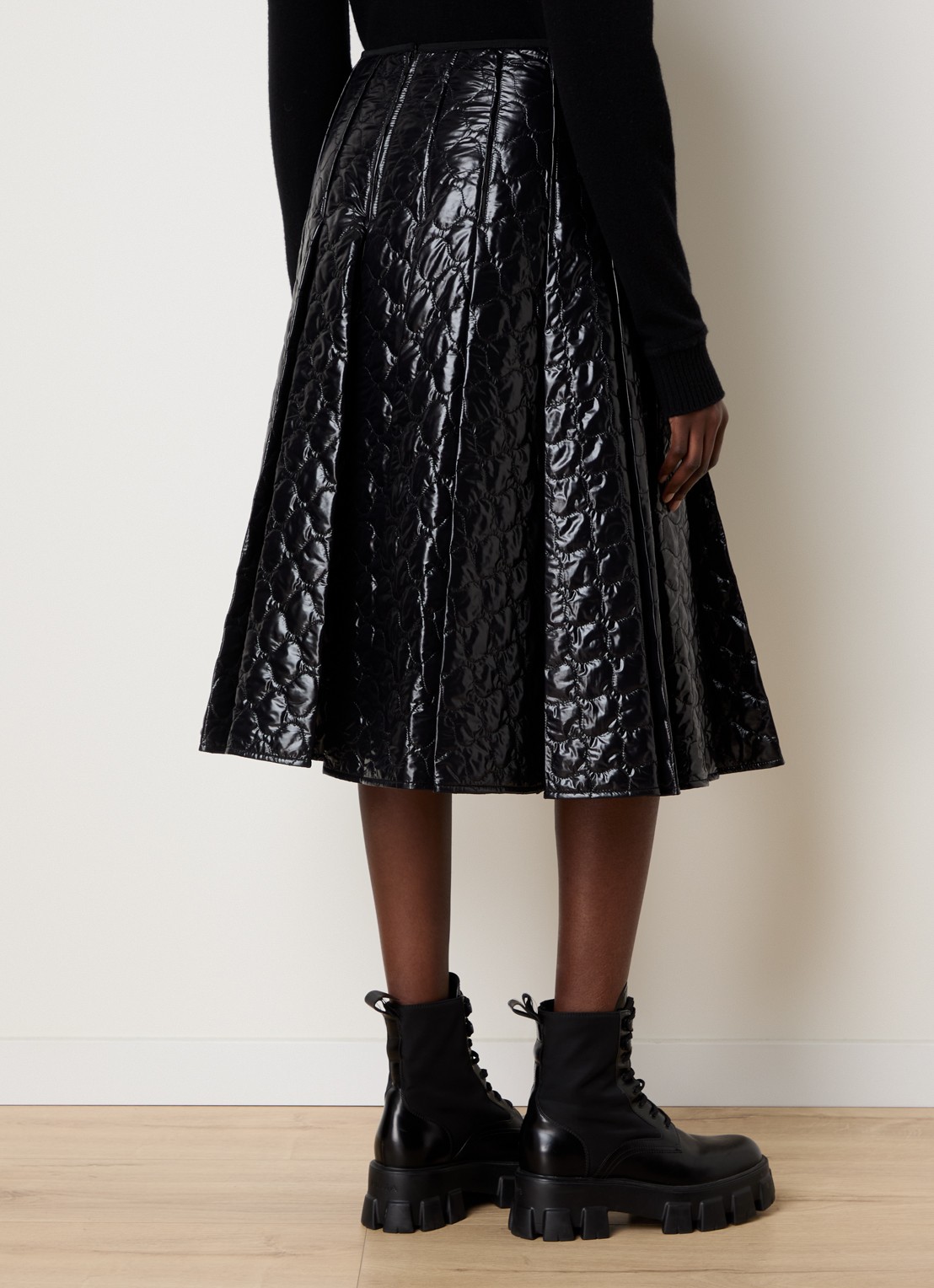 Moncler Midi rok met quilt patroon - achterkant 5 zwart
