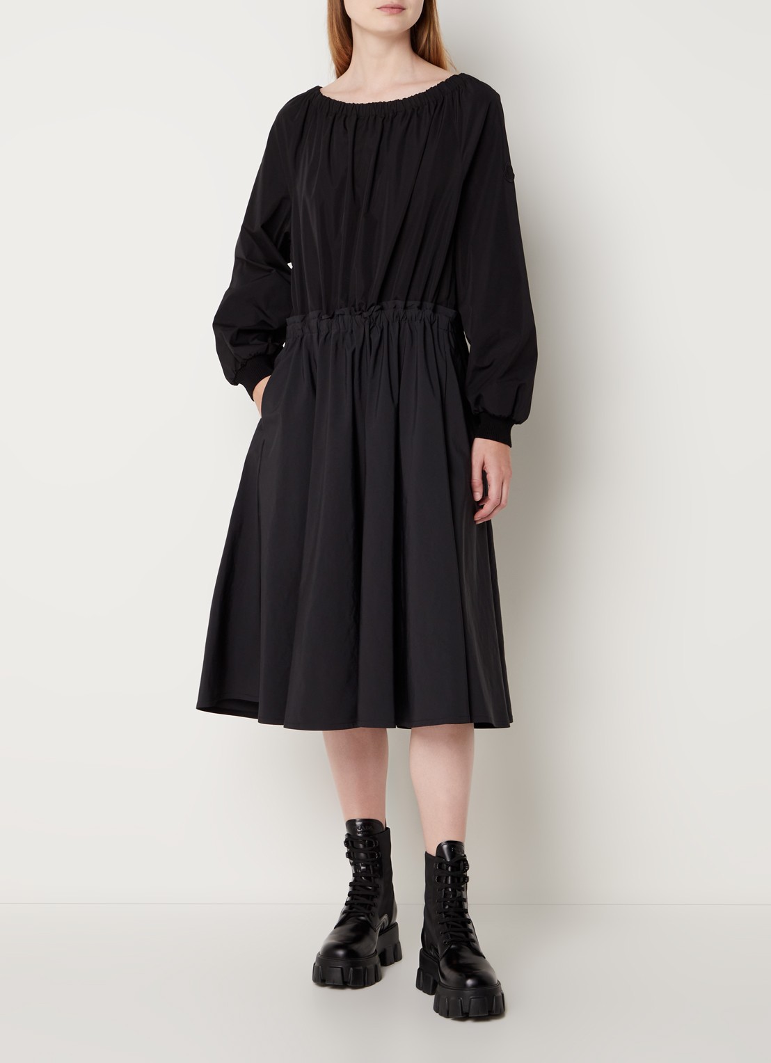 Moncler Midi tuniekjurk met steekzakken en strikdetail - detail 4 zwart
